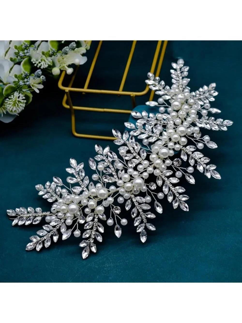 Elegant Pearl Headband for Brides | Wedding Hair Accessory, Silver Hairpiece